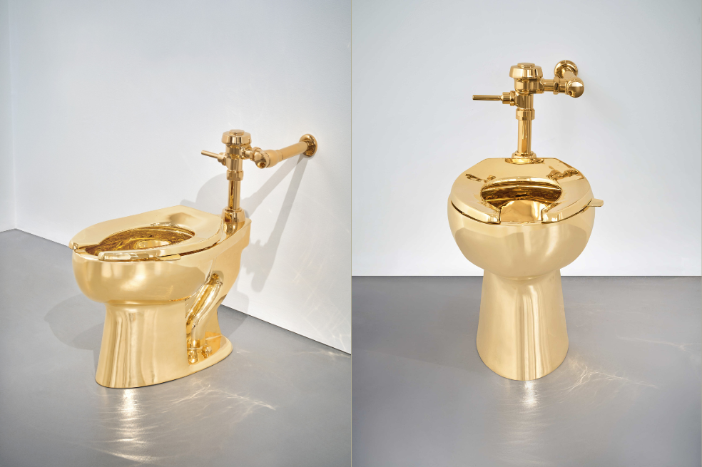 Inodoro de oro de Maurizio Cattelan se vende por 12,1 millones de dólares en Nueva York