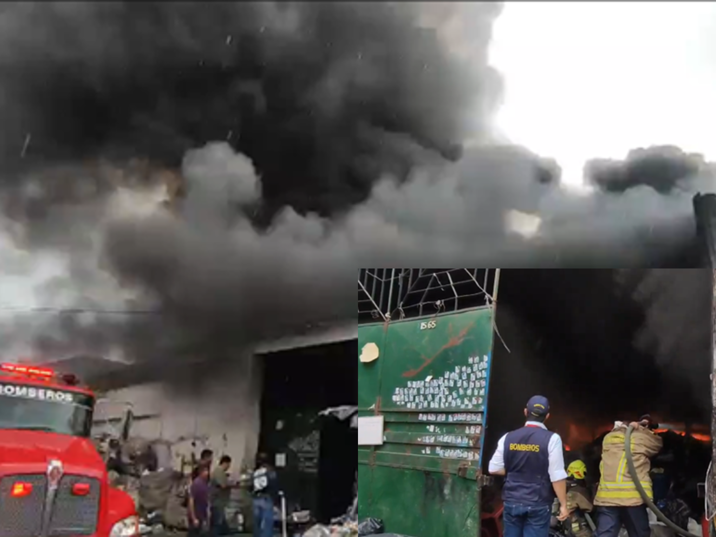Reportan grave incendio en bodega de reciclaje en Bucaramanga