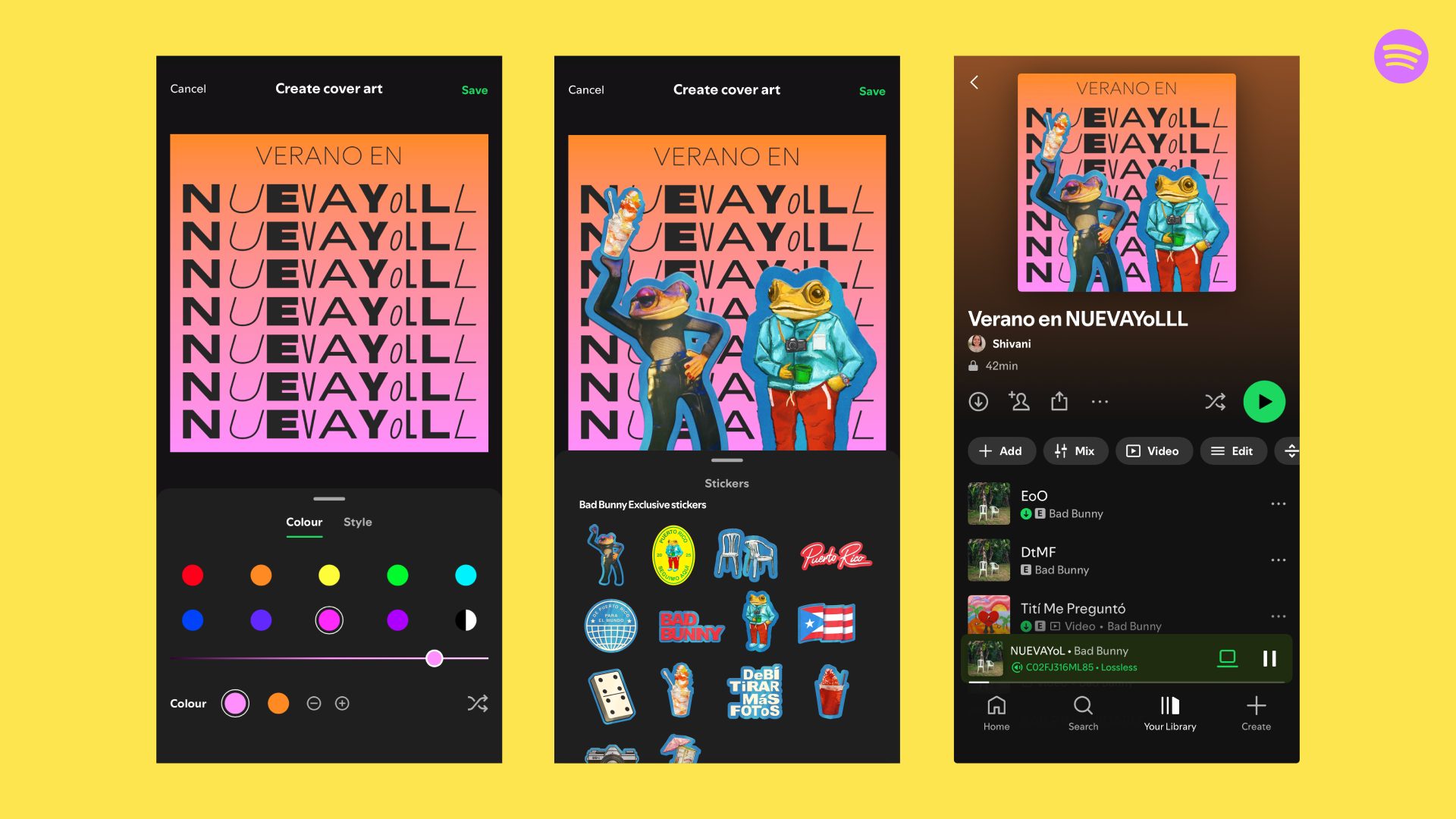 Bad Bunny en Medellín: así se pueden usar los nuevos stickers en Spotify