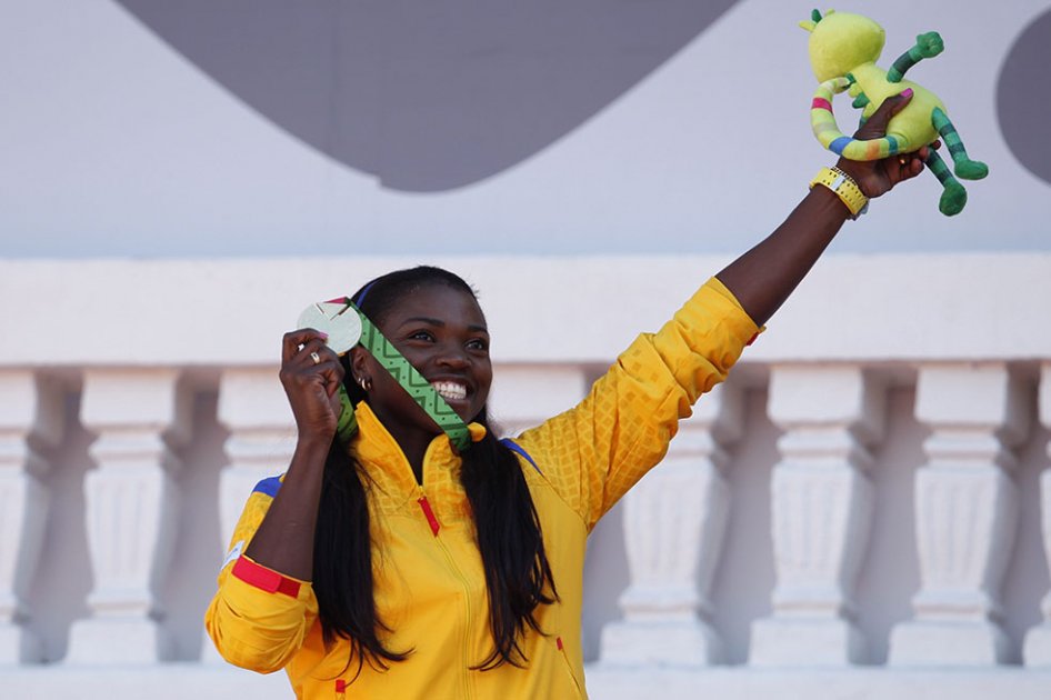 Caterine Ibargüen, medalla de oro en los Juegos Centroamericanos y del Caribe. Foto: AFP
