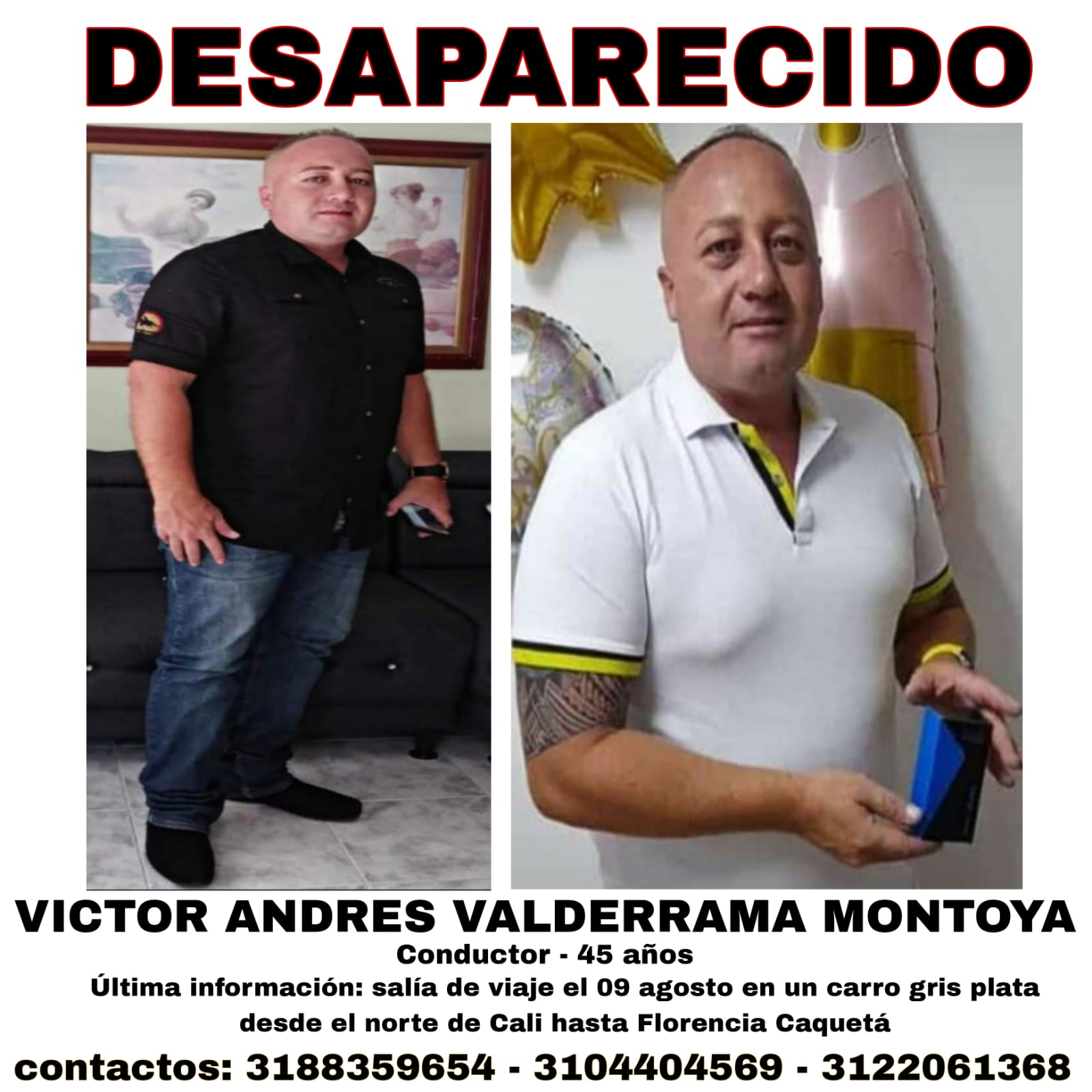 ¿Lo ha visto?  Buscan a Víctor Valderrama, desaparecido en Cali