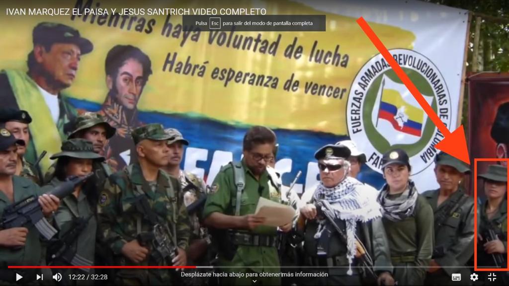 Identificación de alias "Angie", en el video de retoma de armas por parte de la disidencia de las Farc