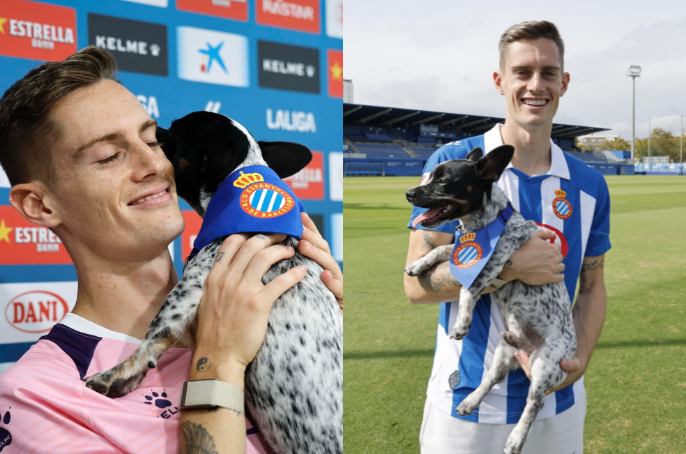 Emotivo momento: jugador en España fue a rueda de prensa con su perrito (video)