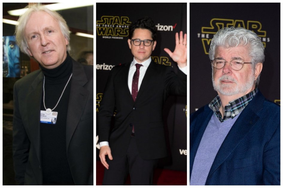 Los directores James Cameron, J. J. Abrams y George Lucas.