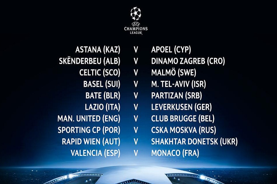 Emparejamientos de la eliminatoria previa de la Champions League