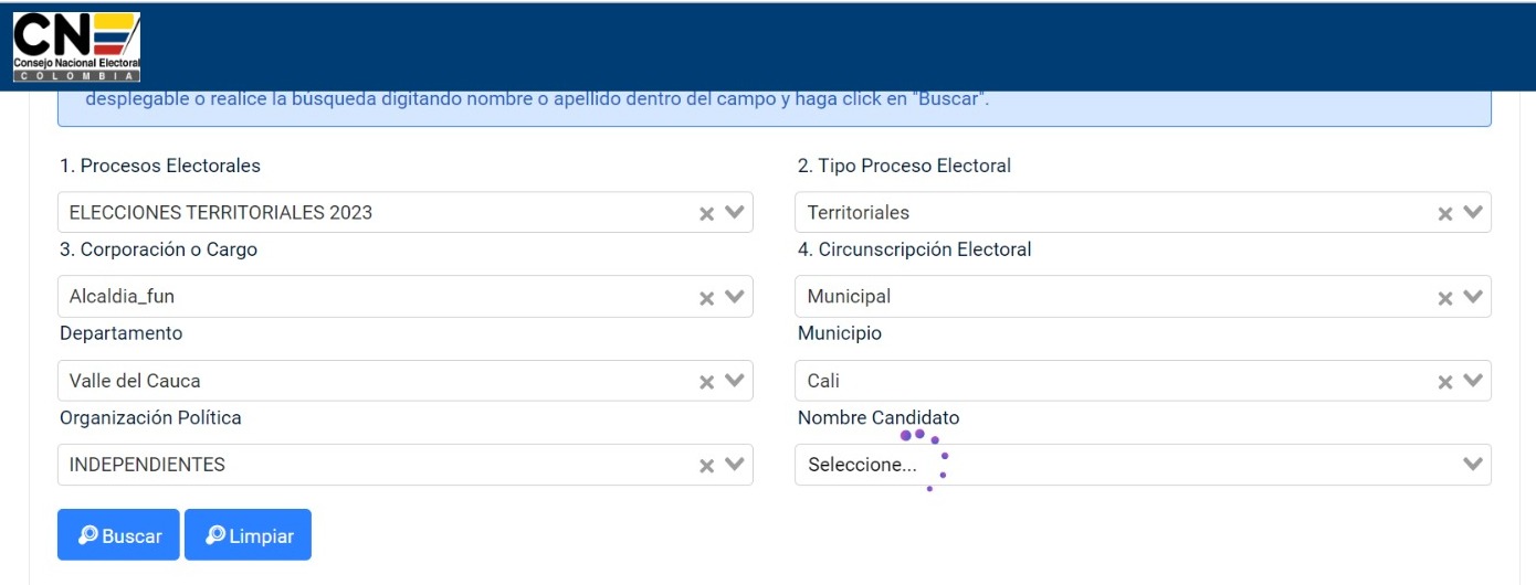 Se ha evidenciado que Cuentas Claras no carga la información solicitada en el módulo de consulta ciudadana.