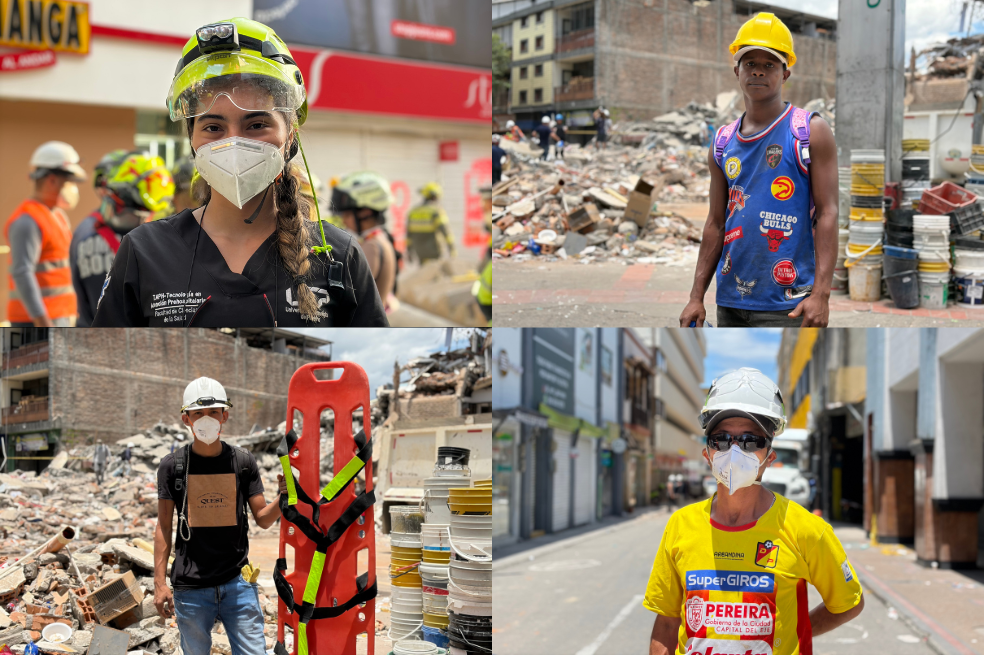 Voluntarios que hacen parte de las labores de búsqueda y rescate en Pereira.