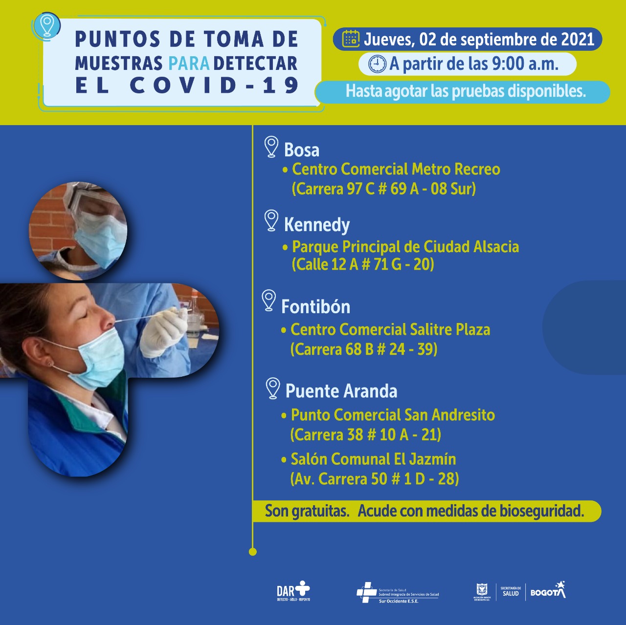 Puntos habilitados para este jueves 2 de septiembre.