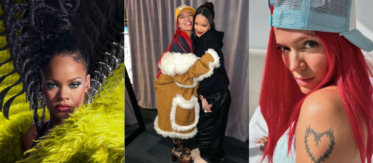 Fotos: Karol G estuvo con Rihanna en el camerino del Super Bowl