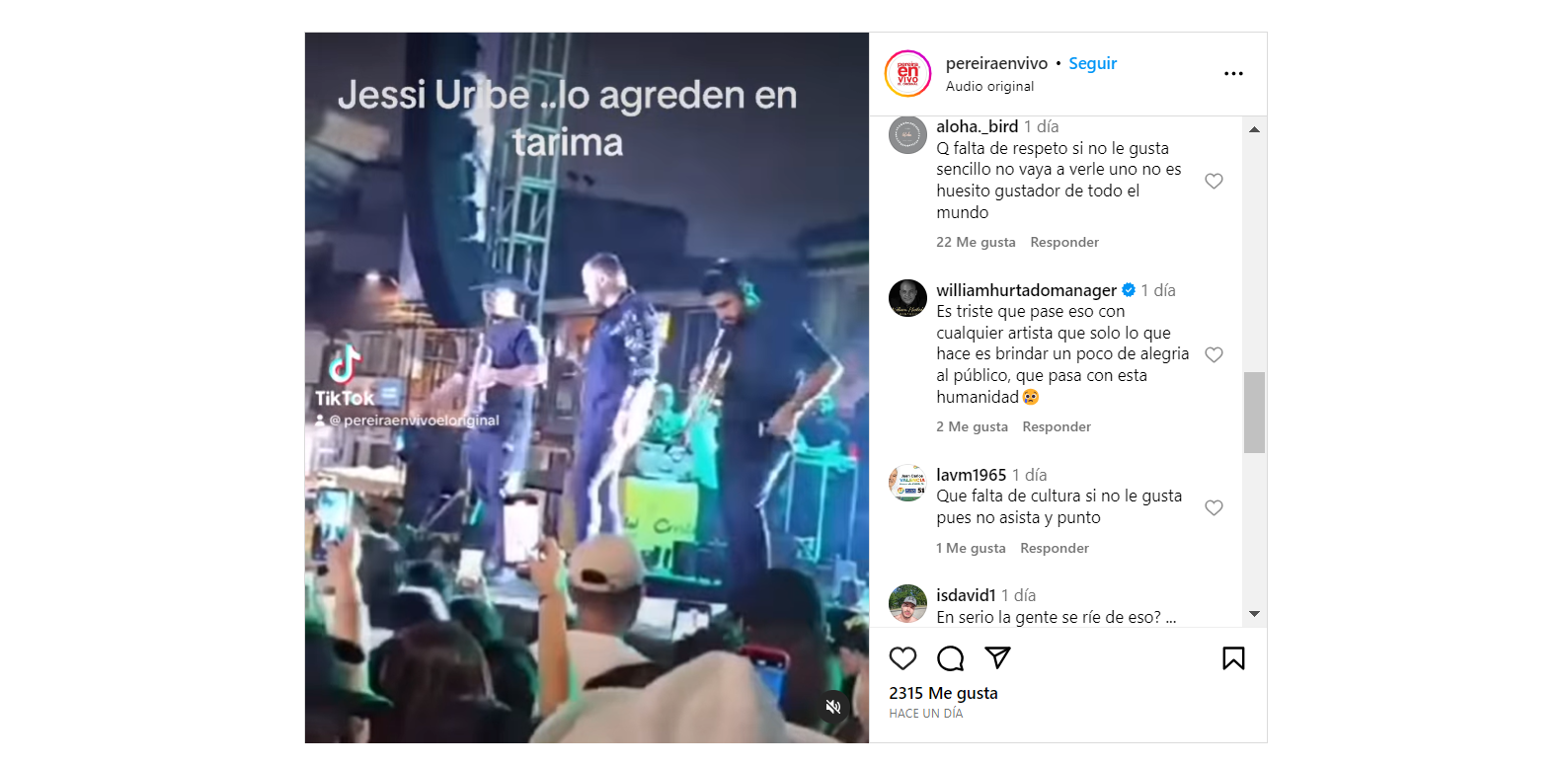 Jessi Uribe fue golpeado en el rostro durante un concierto ¿Cómo reaccionó?