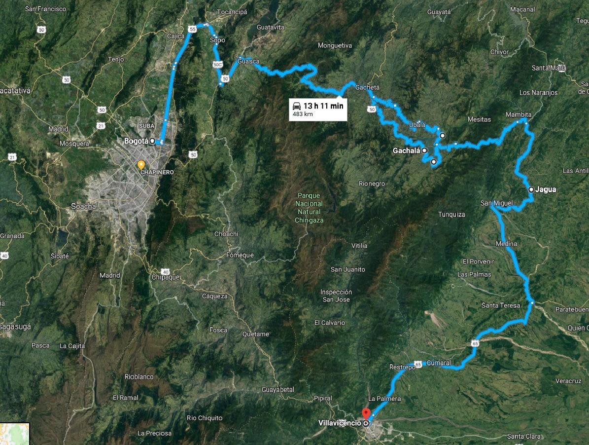 Recorrido de la vía alterna al Llano, que por el momento solo es utilizado por vehículos todoterreno.