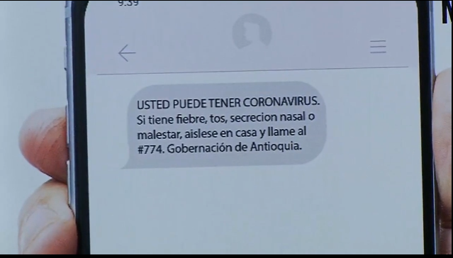 Este es el mensaje de texto que reciben las personas que estuvieron cerca a alguien con coronavirus.