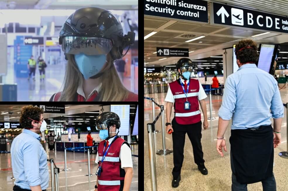 Cascos inteligentes: la estrategia en el aeropuerto de Roma para detectar casos de coronavirus