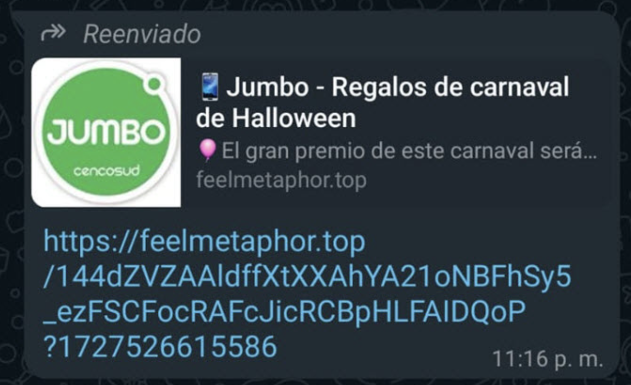 Cuidado con los falsos mensajes de Jumbo que circulan por WhatsApp