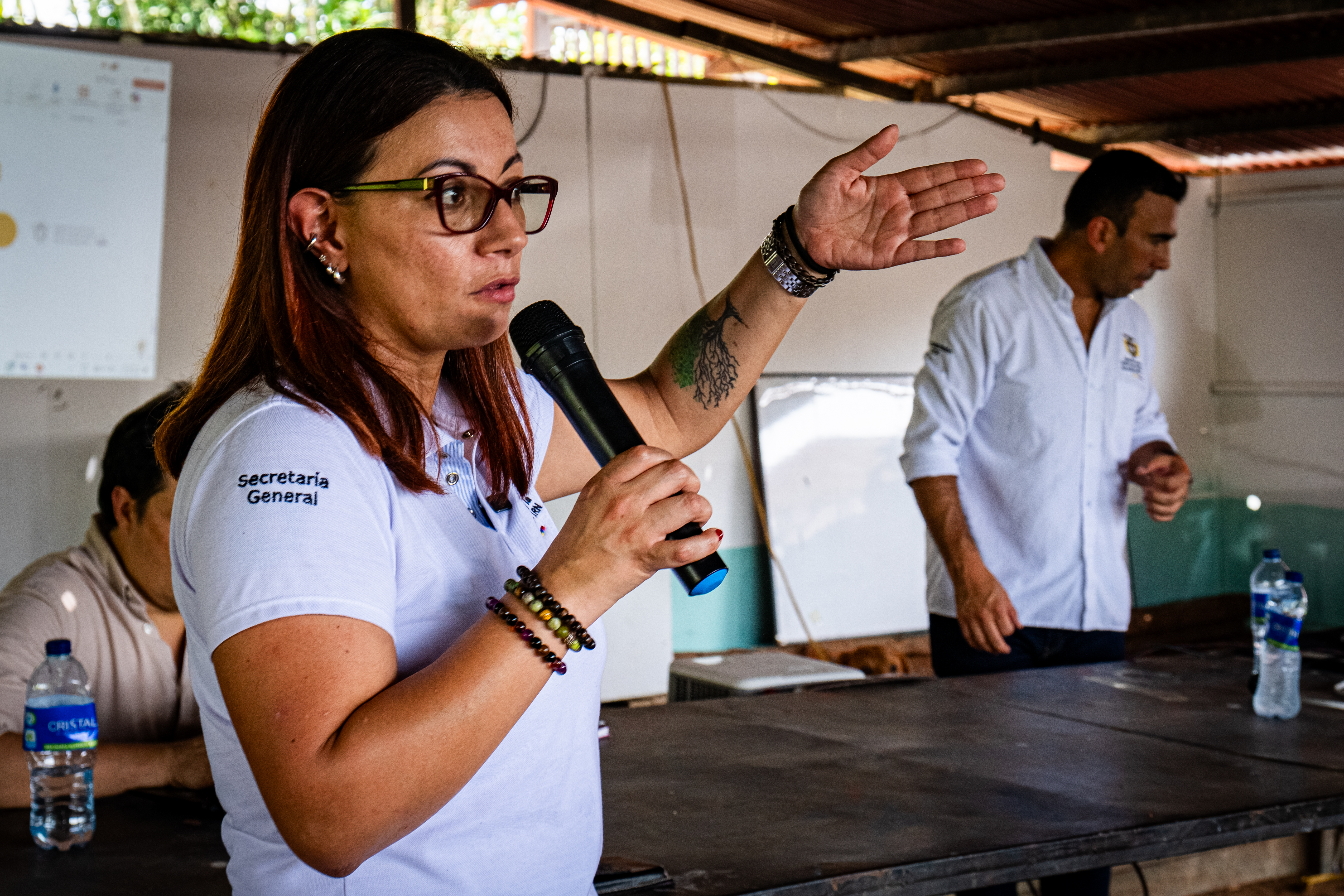 Carolina Vergara, secretaria general, lidera la consolidación de los ETCR, de los 23 existentes, 21 ya tienen tierra propia.
