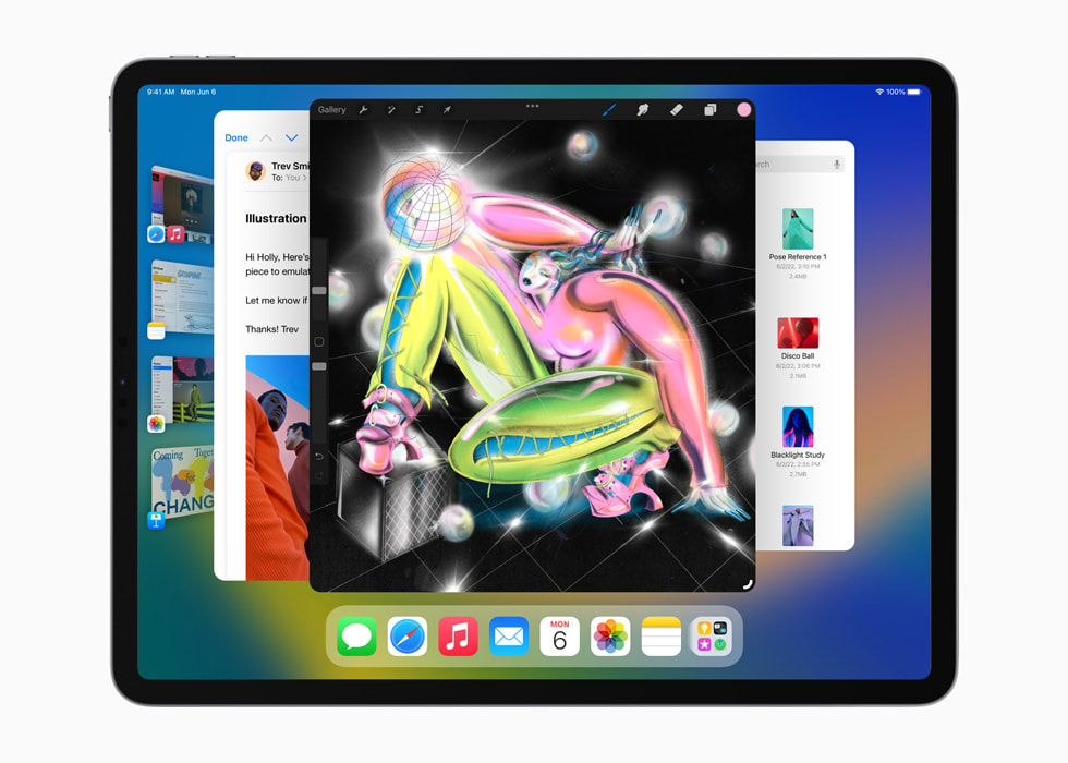 Imagen de la visualización del nuevo sistema operativo del iPad, iPadOS 16.