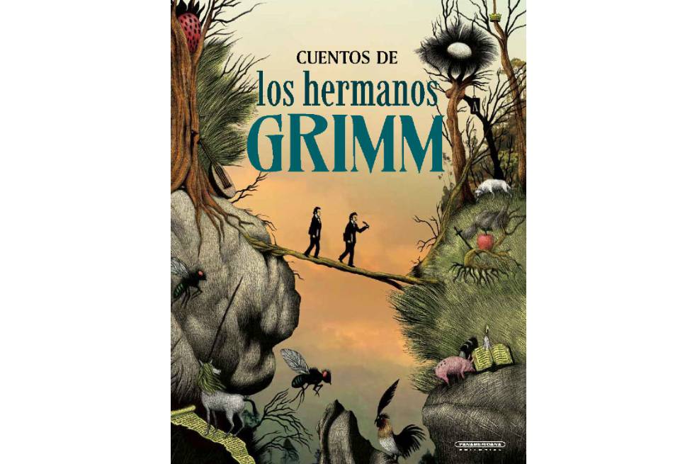 La tras escena de la portada de un libro de Cuentos de los Hermanos Grimm