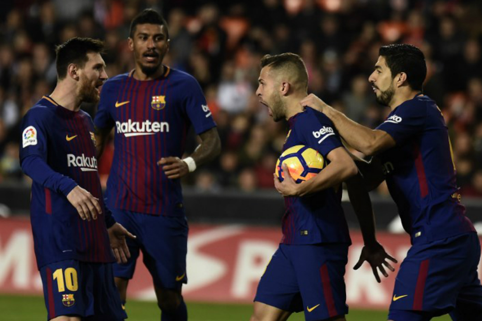 Jordi Alba anotó el gol que le dio el empate a Barcelona. / AFP