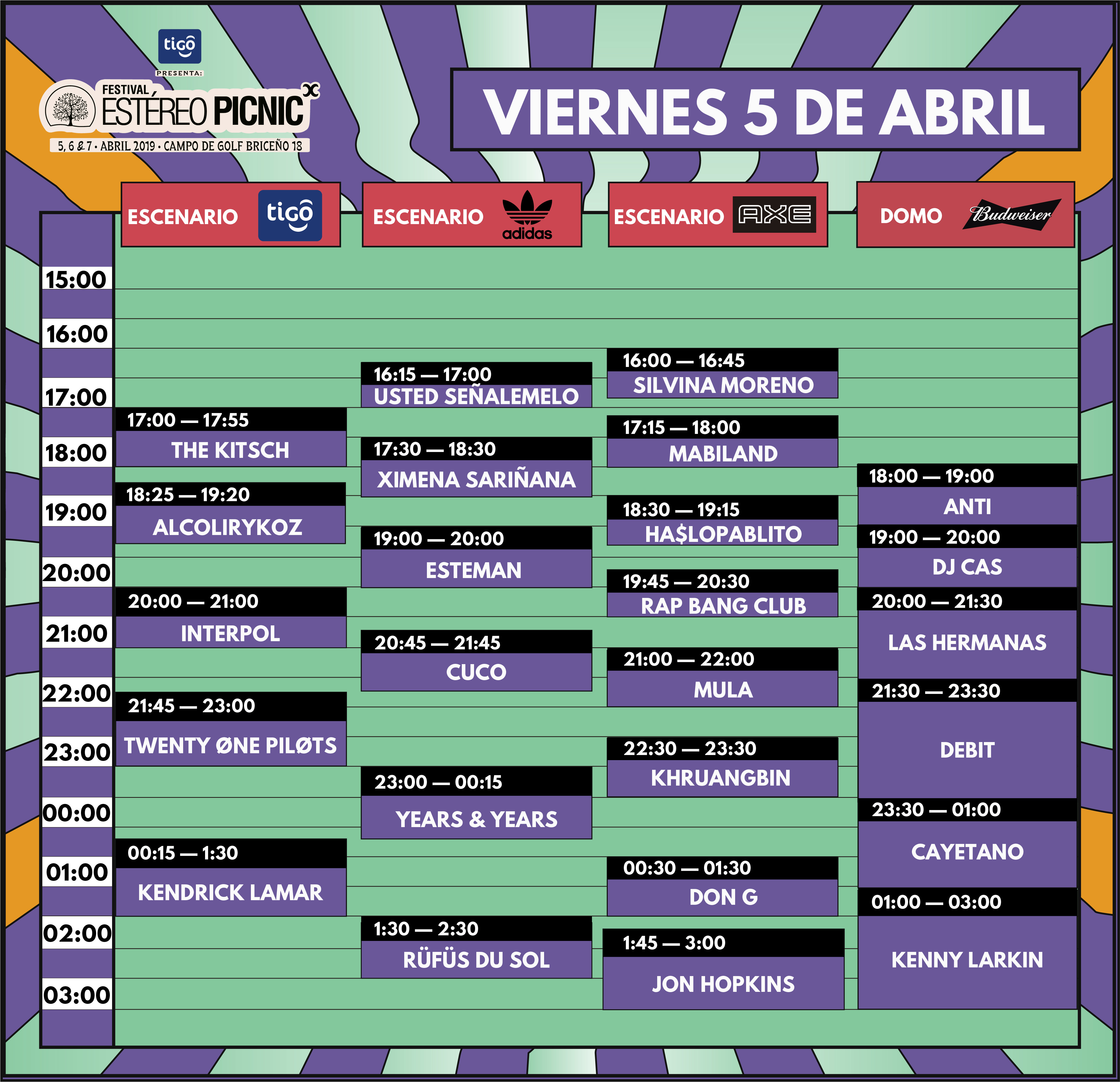 Programación del viernes 5 de abril.Cortesía