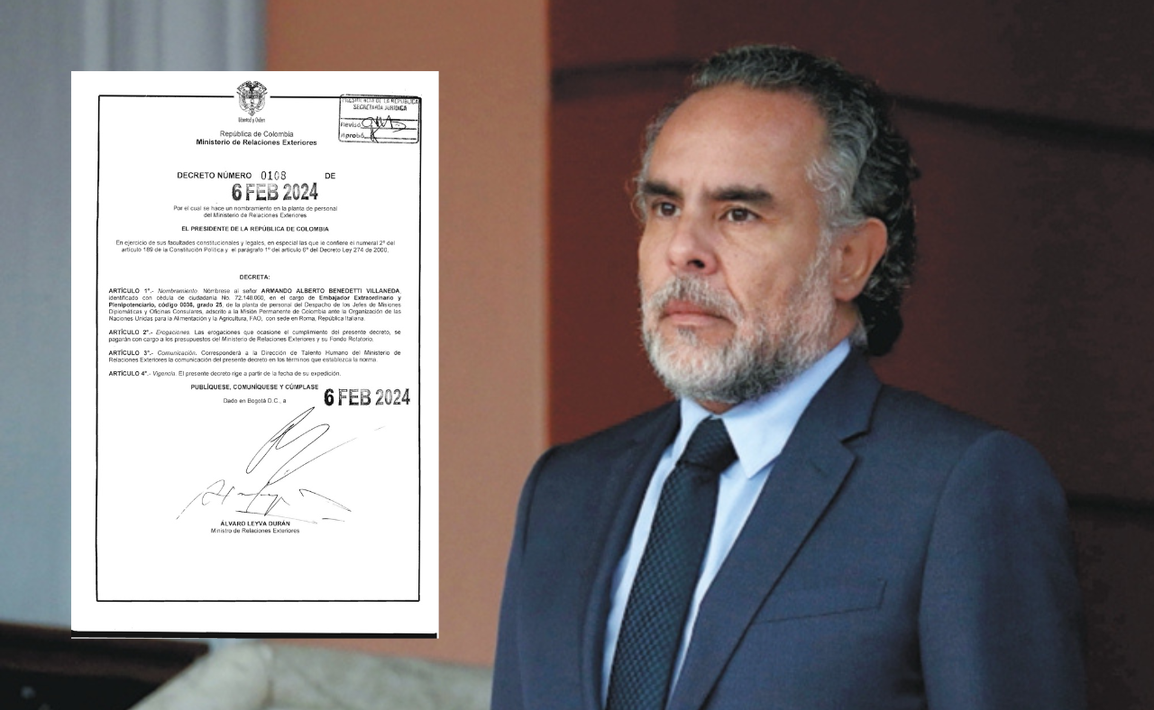 Listo el decreto que deja a Armando Benedetti como nuevo embajador ante la FAO