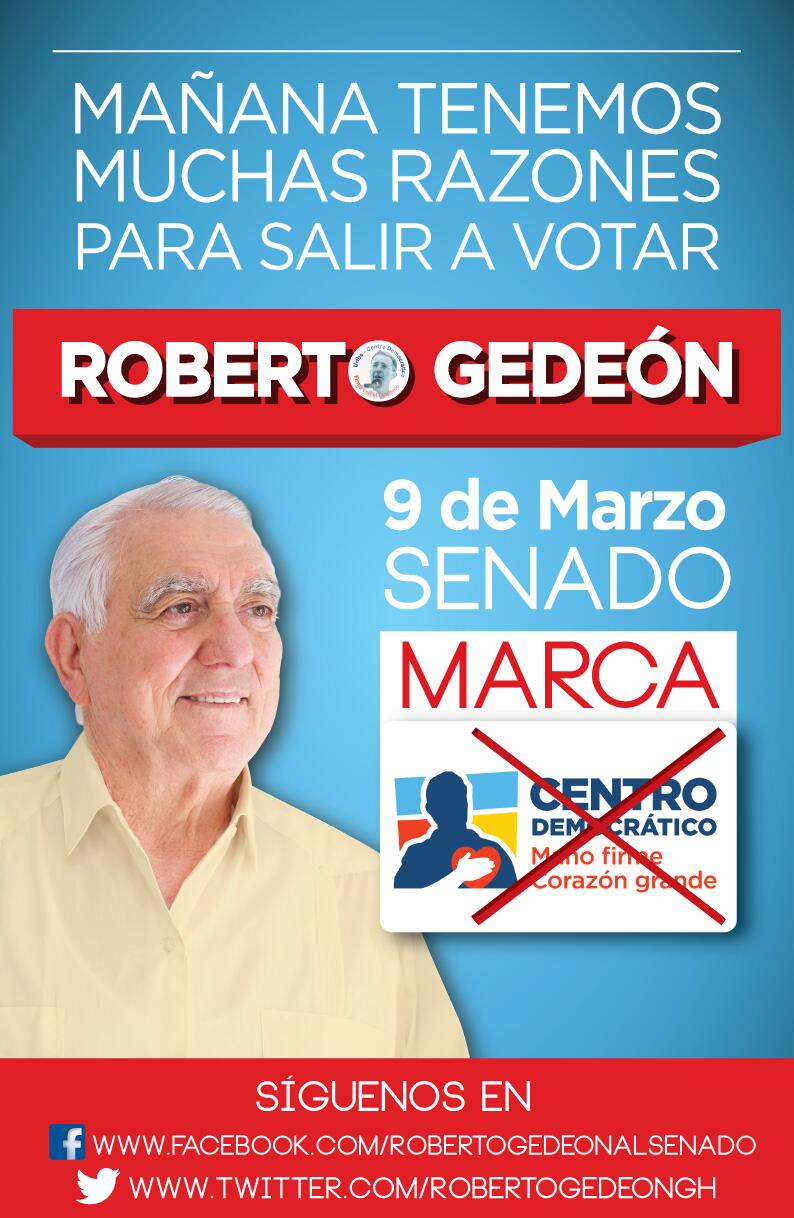 Afiche de la campaña al Senado de Gedeón en 2014.