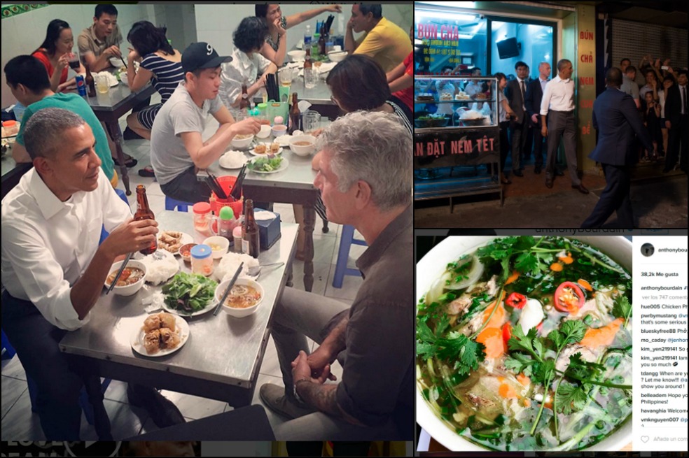 Barack Obama y Anthony Bourdain cenan «bun cha» por seis dólares en el centro de Hanoi