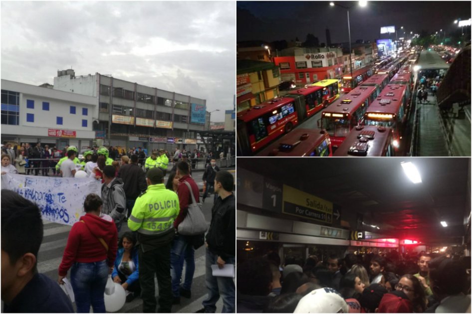 Nuevo colapso en Transmilenio: pasajeros estuvieron hasta tres horas en buses por protestas