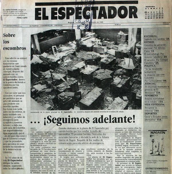 Icónica portada "¡Seguimos adelante!" de El Espectador.