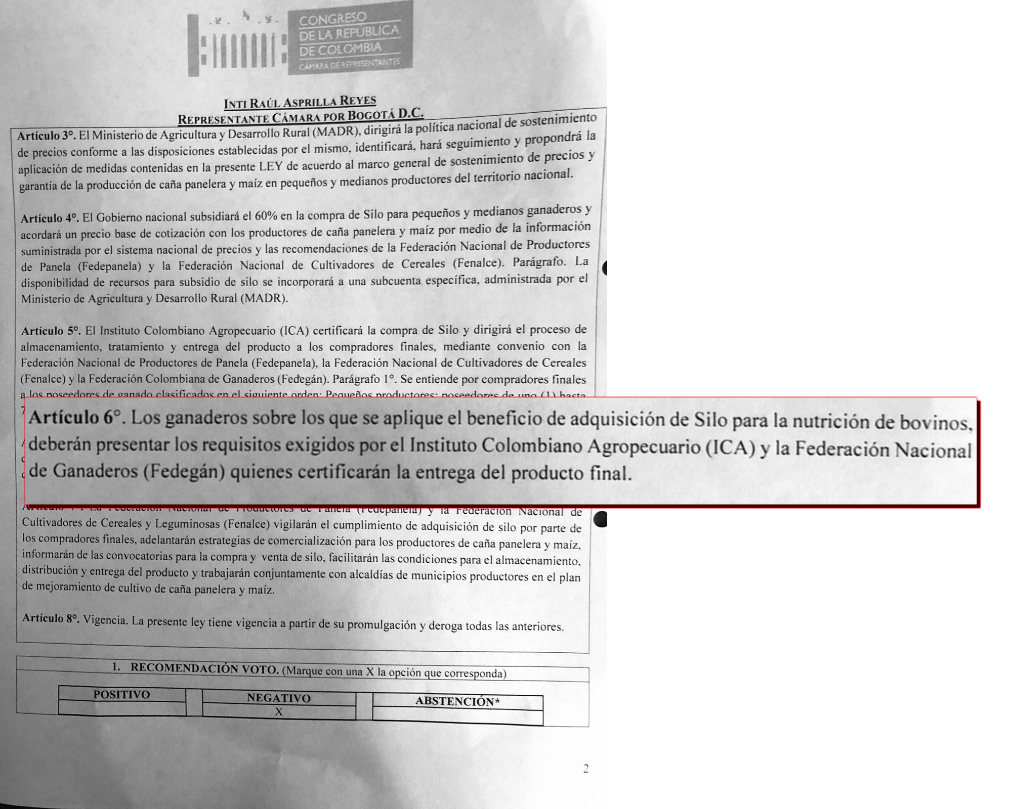 El artículo 6 del proyecto señala que el ICA y Fedegán serán quienes determinarán la entrega final del producto.CortesíaEl artículo 6 del proyecto señala que los ganaderos que deseen acceder al beneficio de silo para la nutrición de bovinos deberán cumplir los requisitos exigidos por el Instituto Colombiano Agropecuario (ICA) y la Federación Nacional de Ganaderos (Fedegán), quienes certificarán la entrega final del producto.
