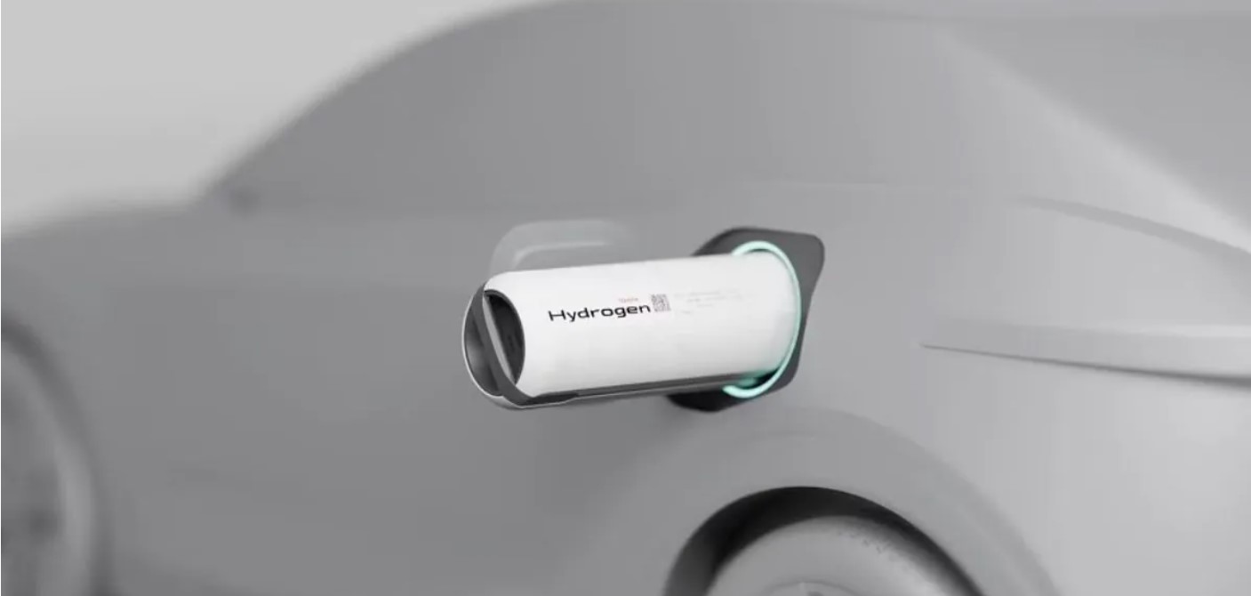 Toyota innova con cartuchos portátiles de hidrógeno para cargar los carros