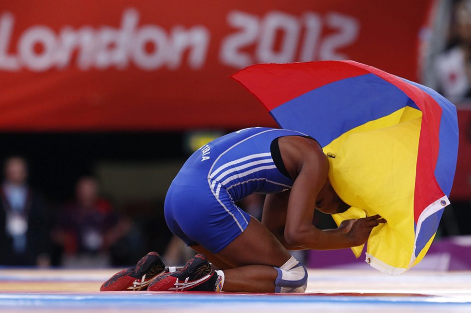 Jackeline Rentería, luchadora colombiana. Foto: AFP