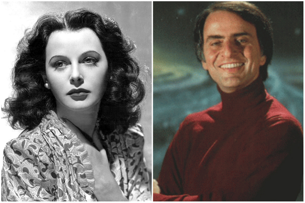 Hedy Lamarr y Carl Sagan. / Pixabay / AFP