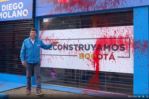 Vandalizan sede de campaña de Diego Molano en Bogotá: “No nos vamos a dejar”