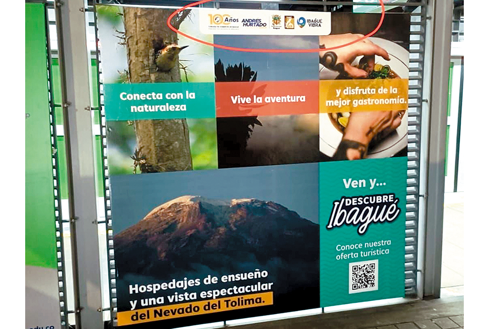 valla sobre Ibagué