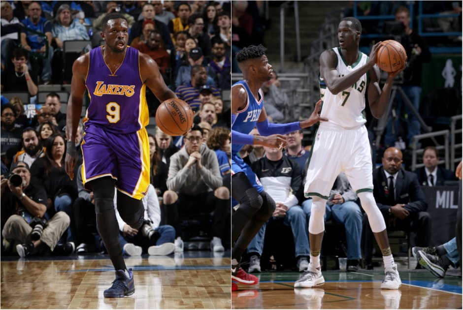 Luol Deng y Thon Maker, jugadores de la NBA. Foto: AFP