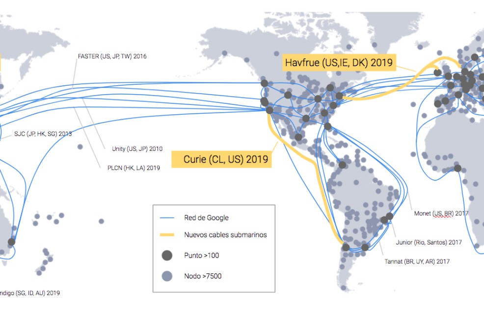 Google construirá un cable submarino entre Chile y EE.UU.