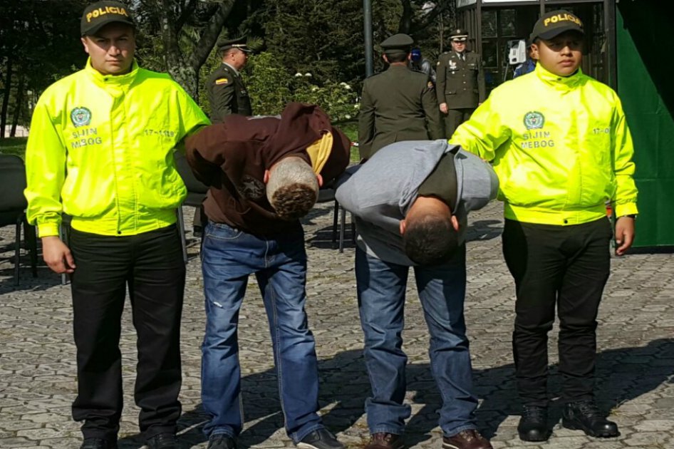Los capturados, presuntos asesinos de los taxistas. /Policía de Bogotá