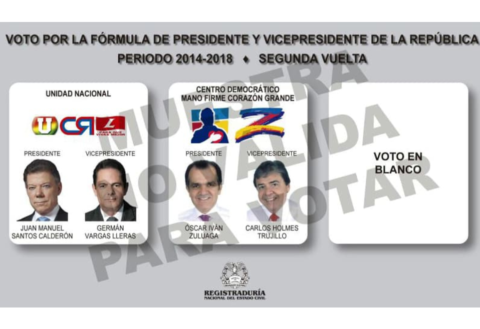 Juan Manuel Santos, a pesar de ser candidato presidente, tuvo que hacerle frente a una derrota en primera vuelta. En segunda vuelta se impuso a Óscar Iván Zuluaga gracias al apoyo de los alternativos.