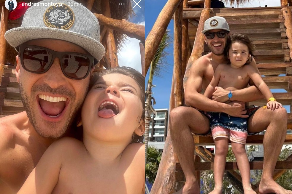 Andrés Montoya de vacaciones con su hijo.