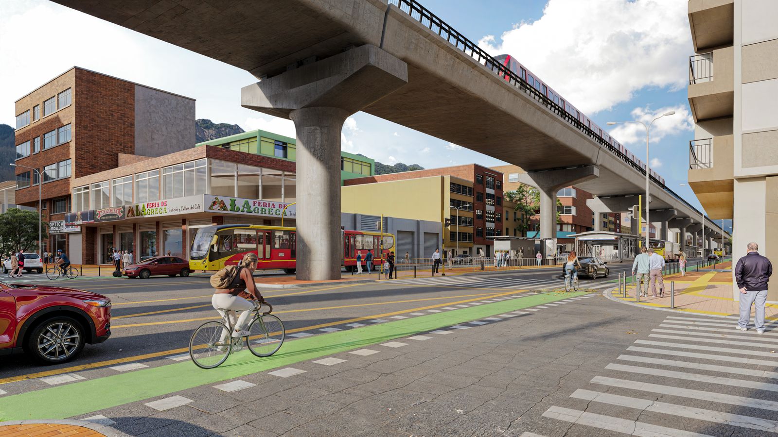 Render metro de Bogotá en la calle 19.