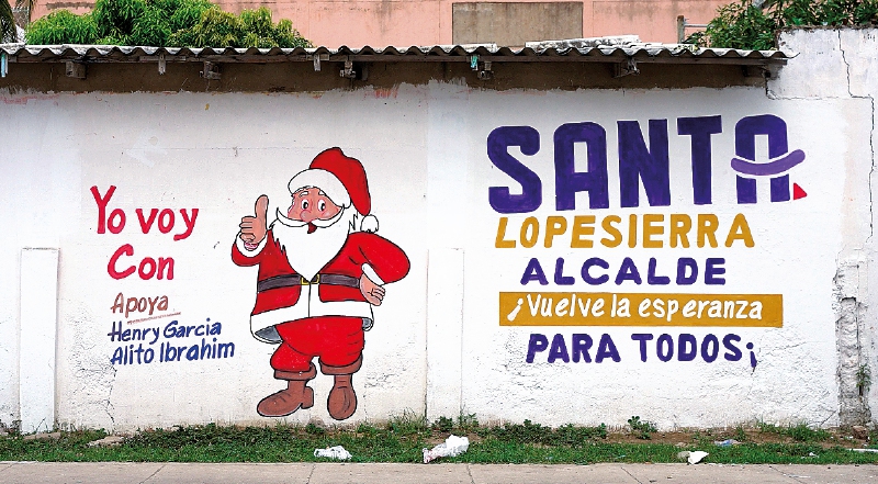 Uno de los murales de campaña de Santander Lopesierra en Maicao / Laura Salomón - El Espectador