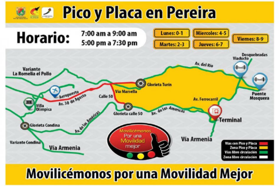 Comienza a regir nuevo horario de pico y placa en Pereira