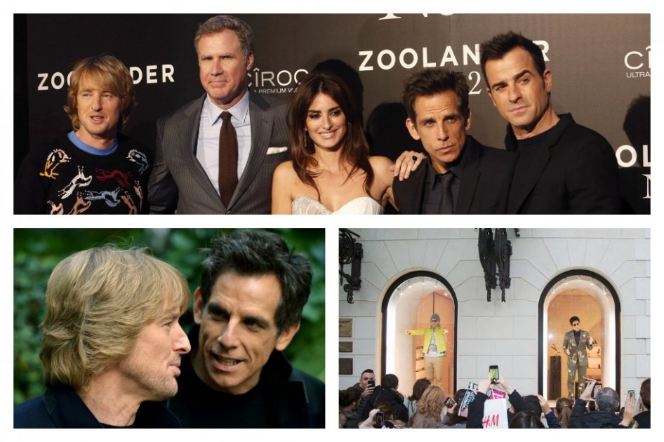Modelos de «Zoolander 2» promocionan la película en tienda de Valentino en Roma
