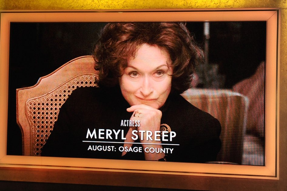 Meryl Streep compite eset año en la categoría de Mejor actriz por su papel de matriarca drogadicta en el sombrío drama familiar "August: Osage County".