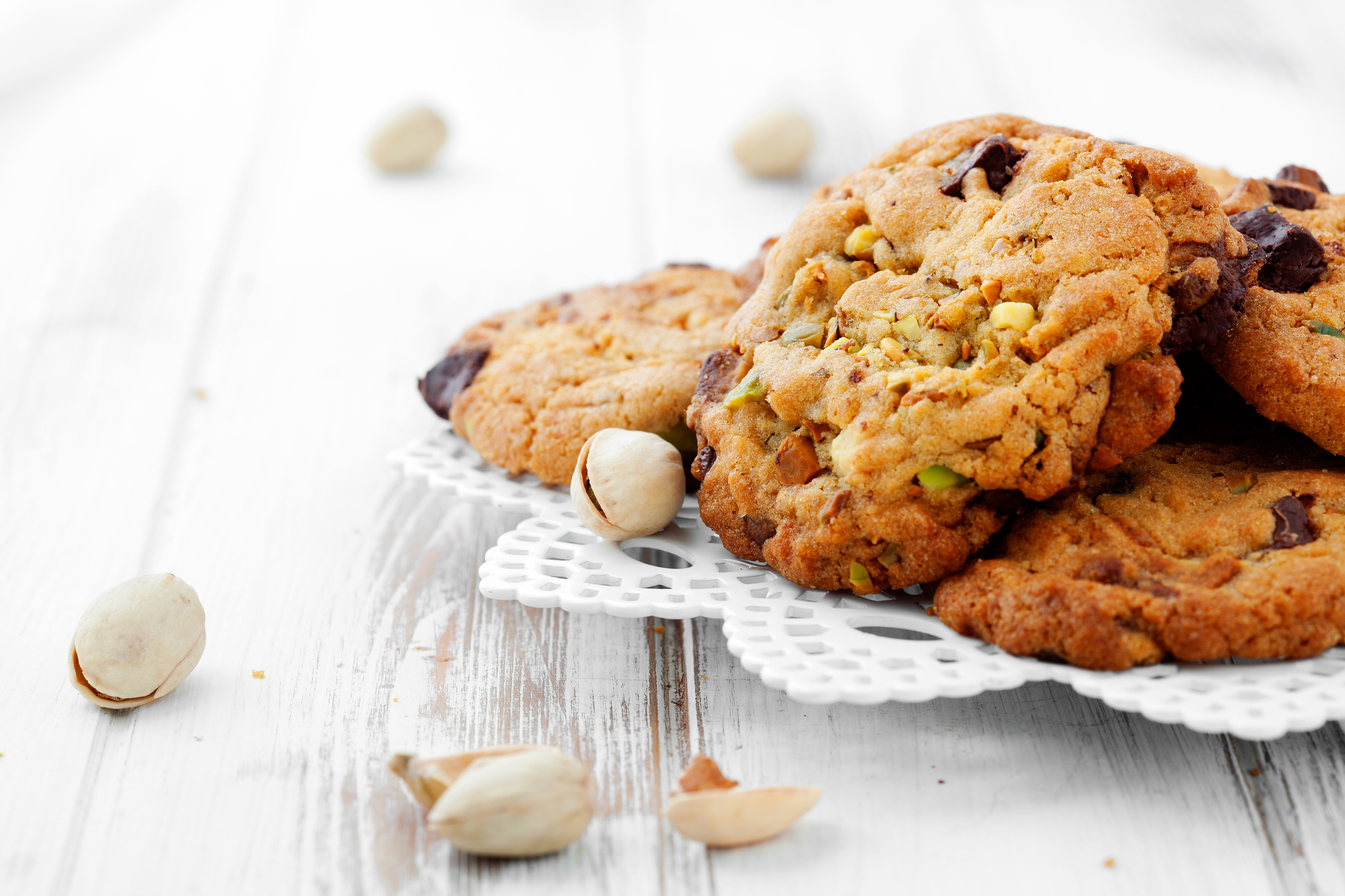 Galletas con pistacho y chocolate blanco