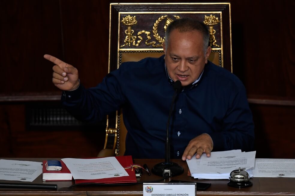 Diosdado Cabello, presidente del Tribunal Supremo venezolano anunció hoy las sanciones contra los diputados.  / AFP