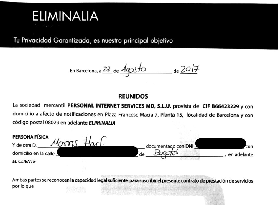 El contrato del exministro Morris Harf con Eliminalia.