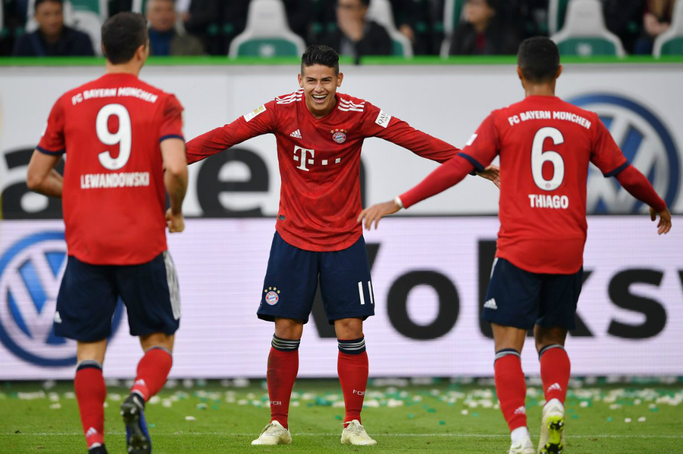 James Rodríguez marcó gol en la victoria del Bayern Múnich