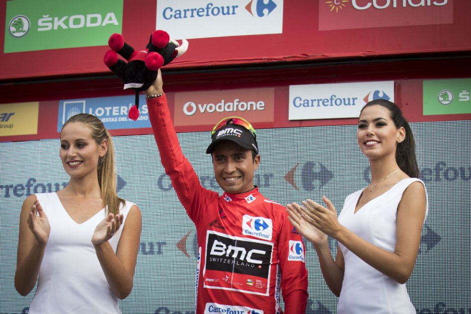 Darwin Atapuma finalizó en la segunda posición en la etapa 4 de la Vuelta y es nuevo líder de la clasificación general. Foto: AFP