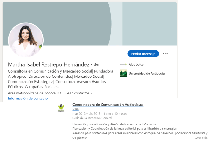 Perfil de Martha Isabel Restrepo en LinkedIn